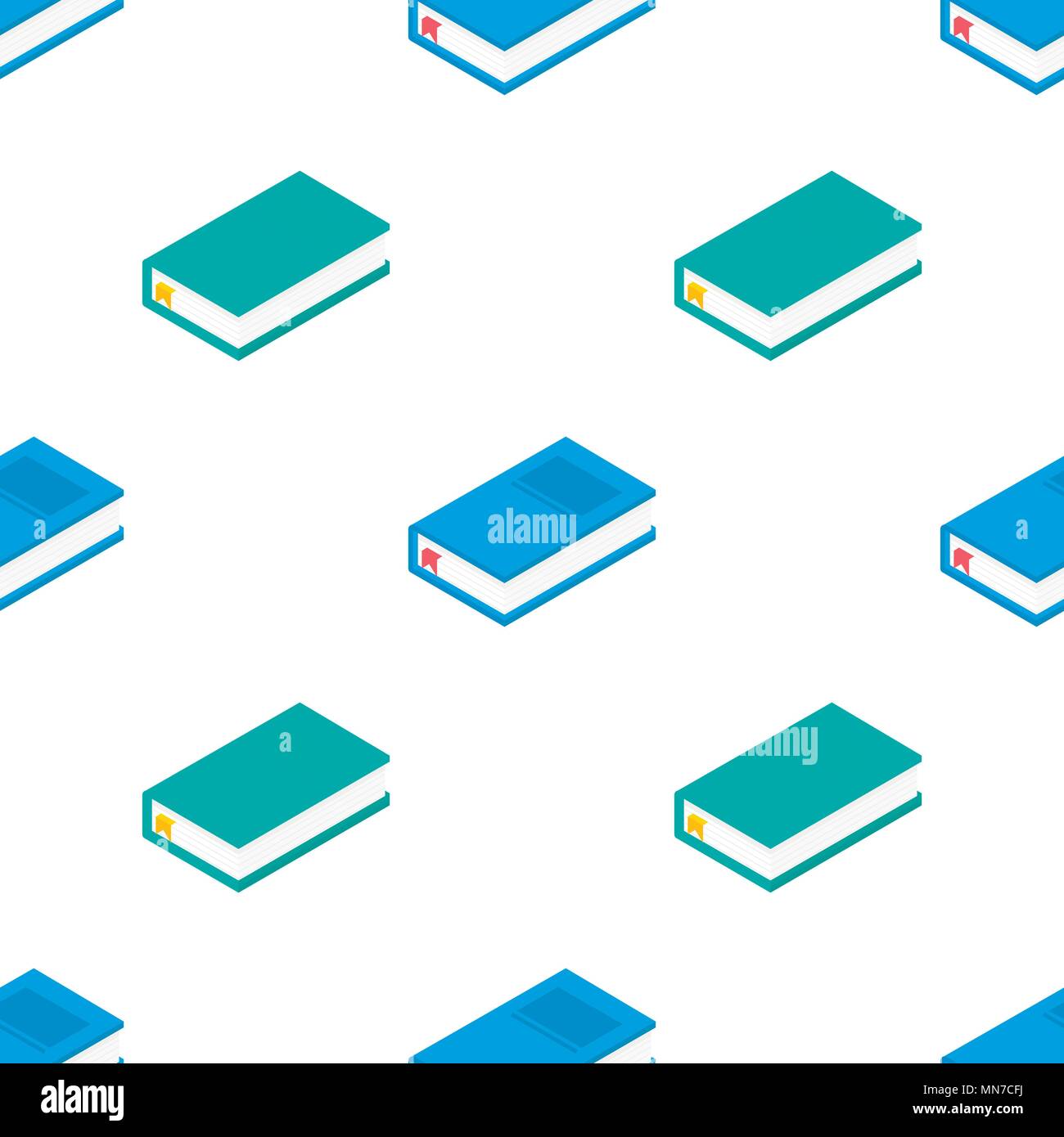 Isometric 3d school book. Vector Back to school background with stationery. Office accessories. Stock Vector