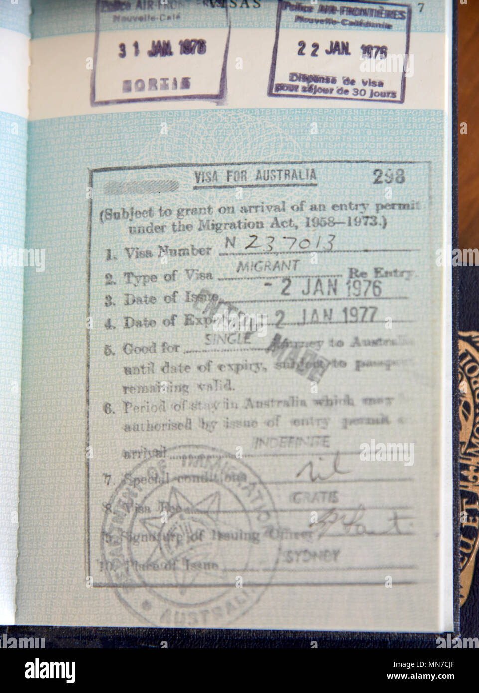 australian visa in a british passport Stock Photo - Alamy