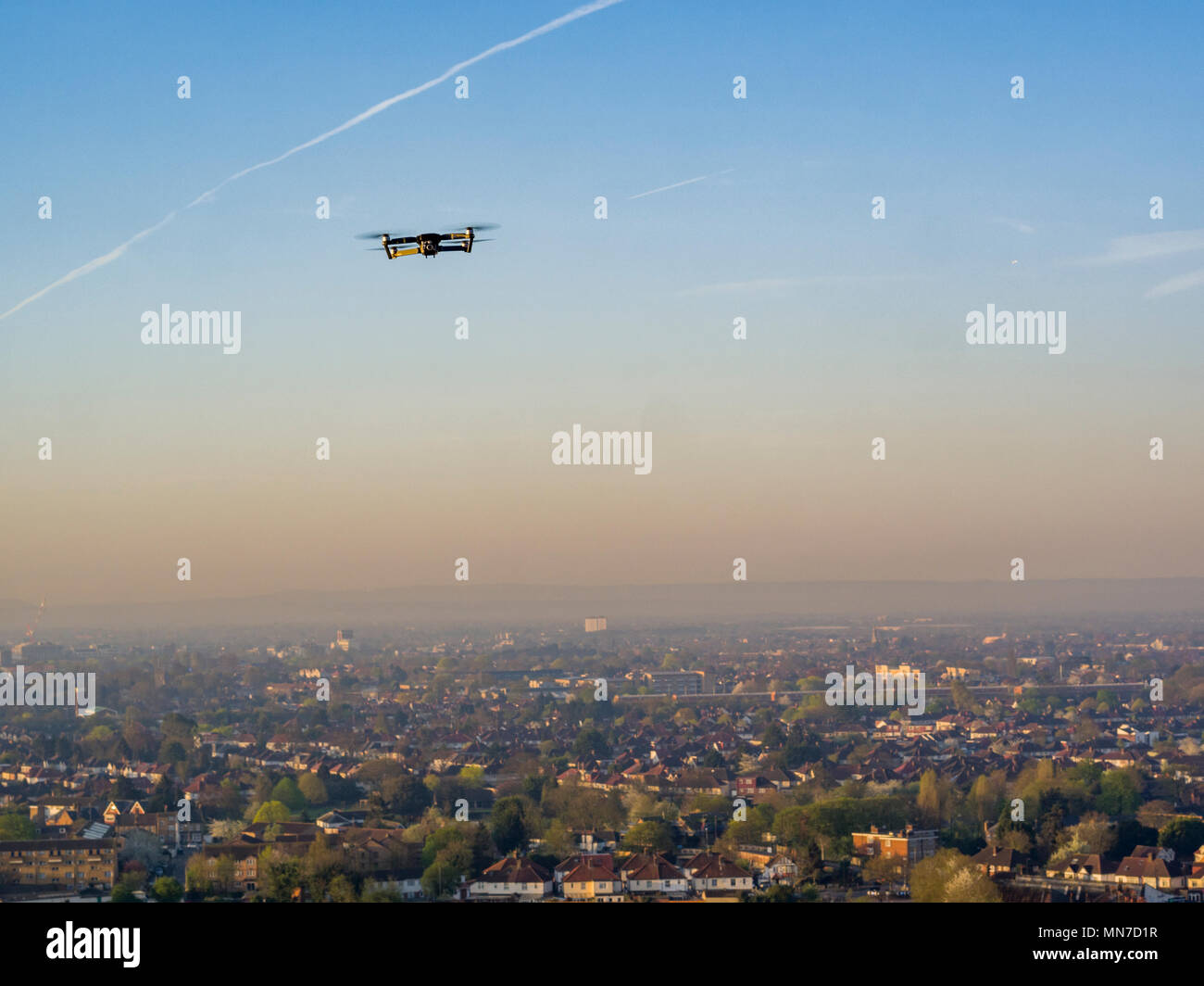 DJI Mavic Pro drone flying over London Stock Photo