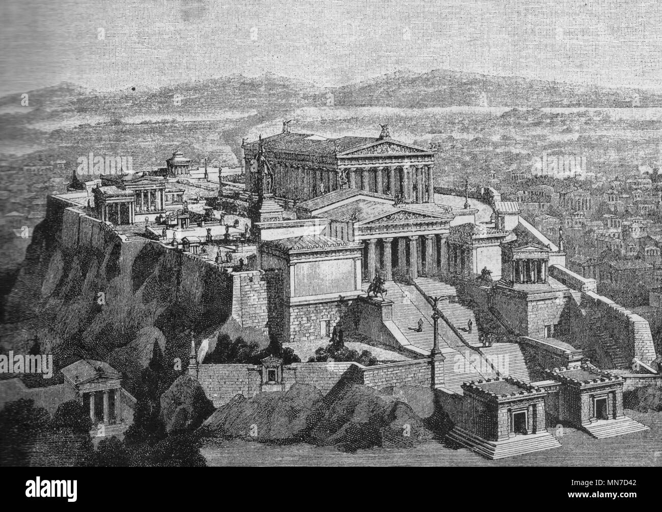Athens acropolis. Vintage engraved illustration. Published in magazine