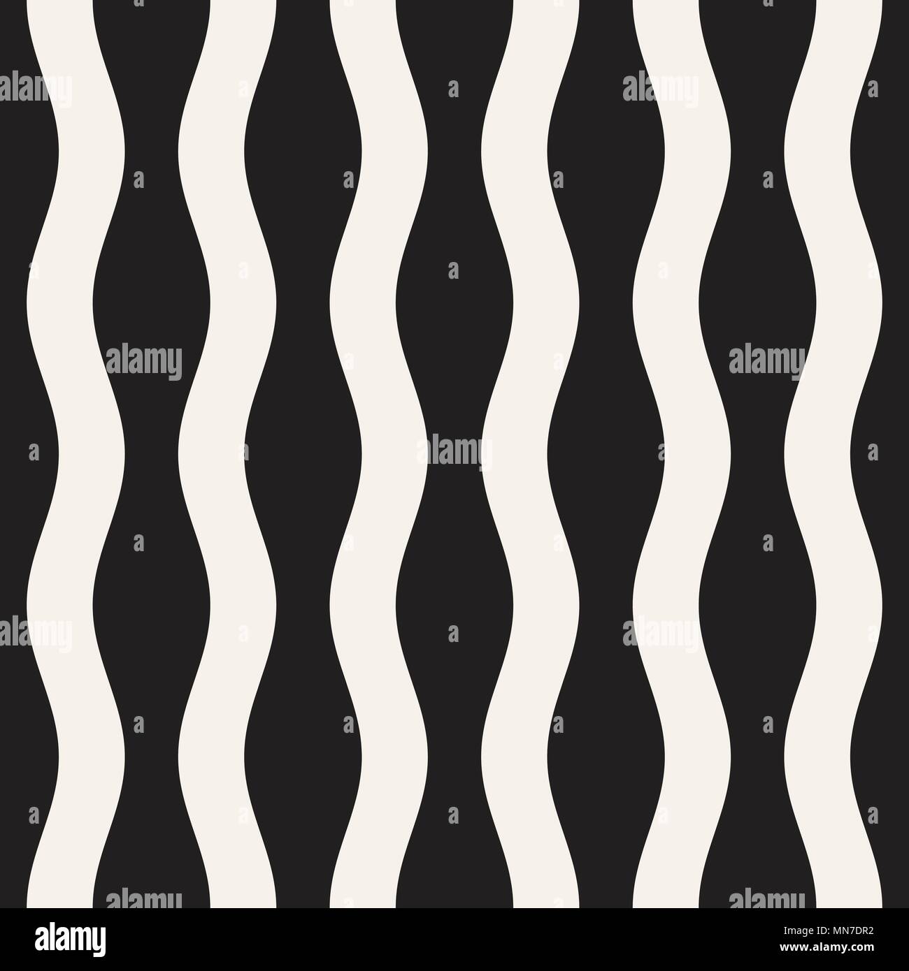 Vector seamless black and white wavy lines pattern. Abstract geometric ...