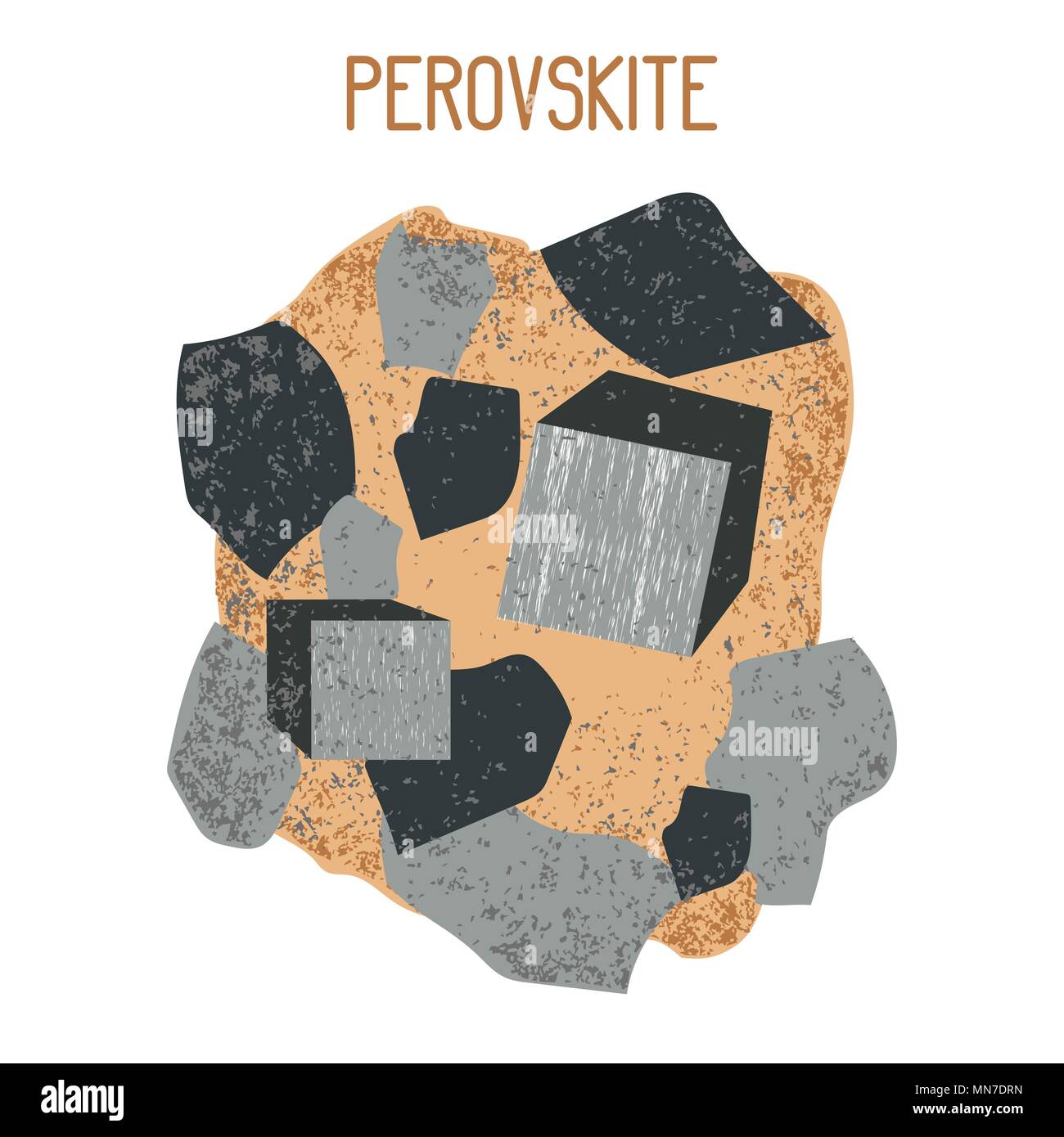 Mineral Perovskite. Mineral drawing. Ore blotches Vector illustration Stock Vector