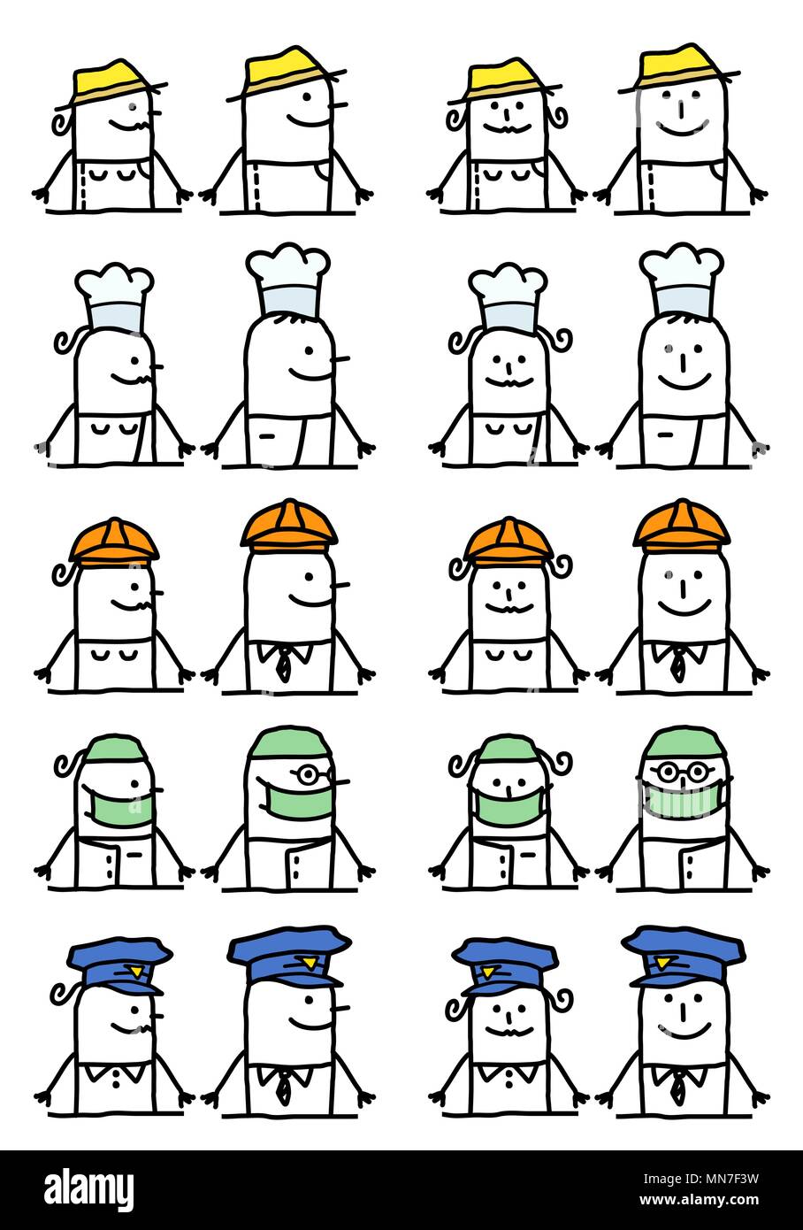 Cartoon Characters Set - Jobs and Occupations Stock Vector