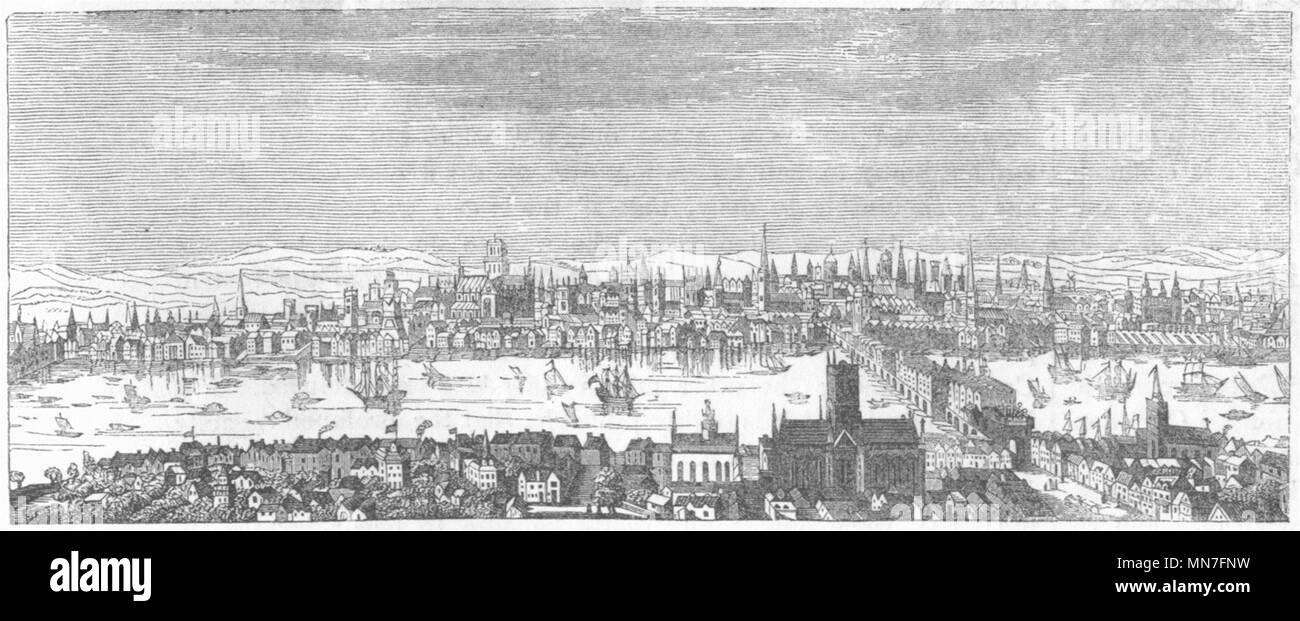 LONDON. Before Gt fire(Hollar) 1845 old antique vintage print picture Stock Photo
