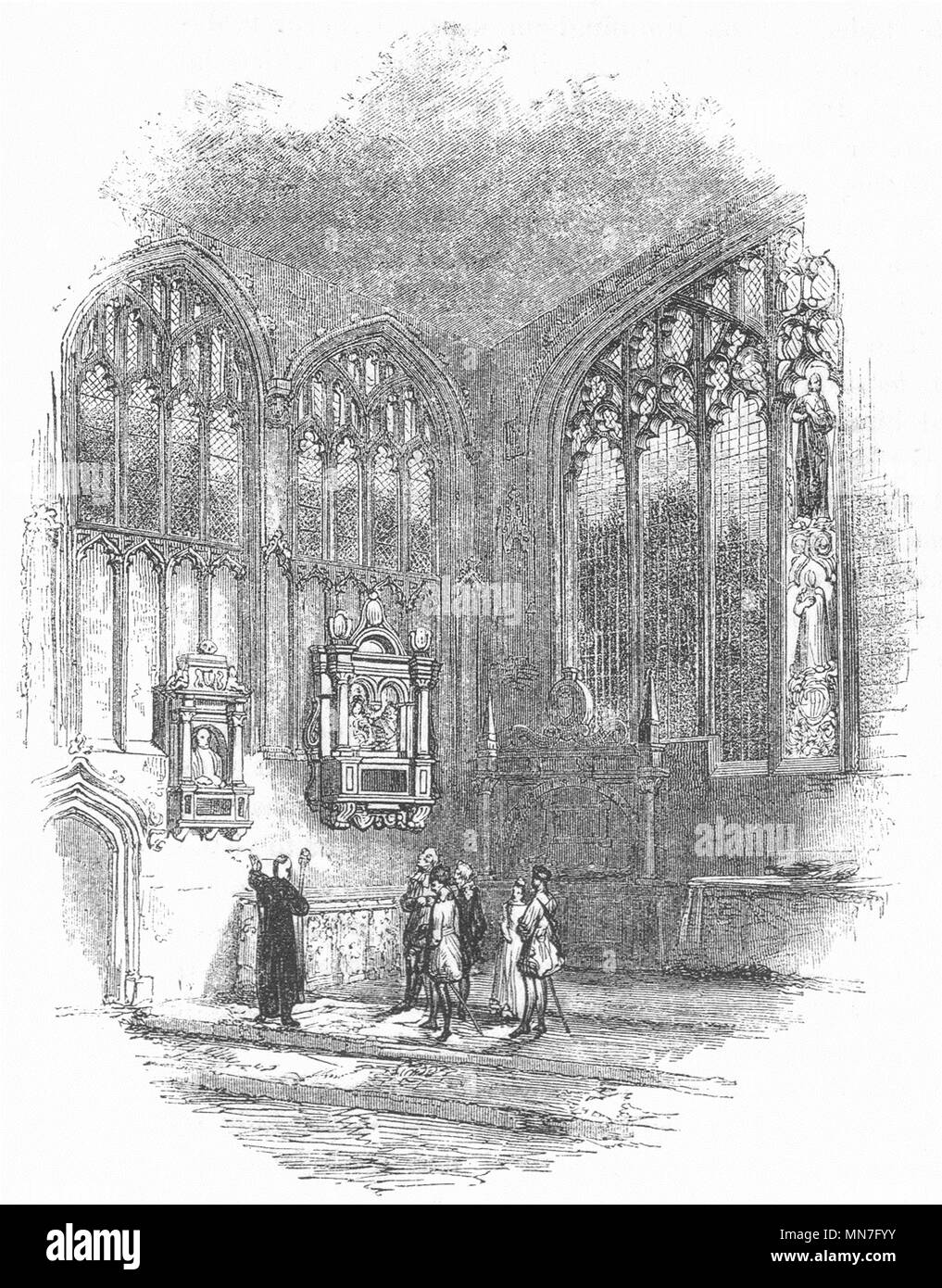 WARCS. Chancel of Stratford Church 1845 old antique vintage print picture Stock Photo