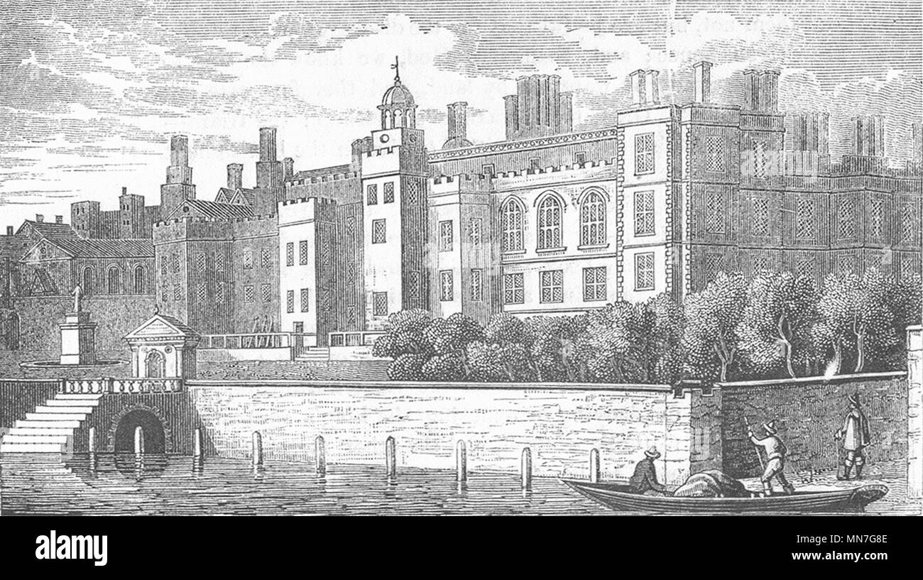 LONDON. Old Somerset House 1845 antique vintage print picture Stock
