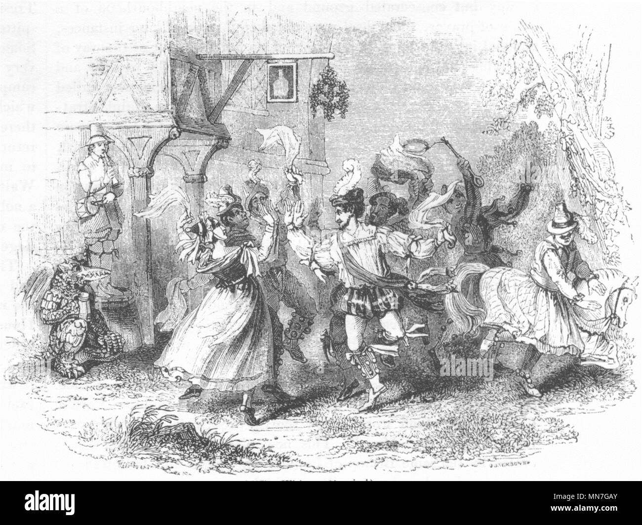 DANCE. Whitsun Morris-Dance 1845 old antique vintage print picture Stock Photo