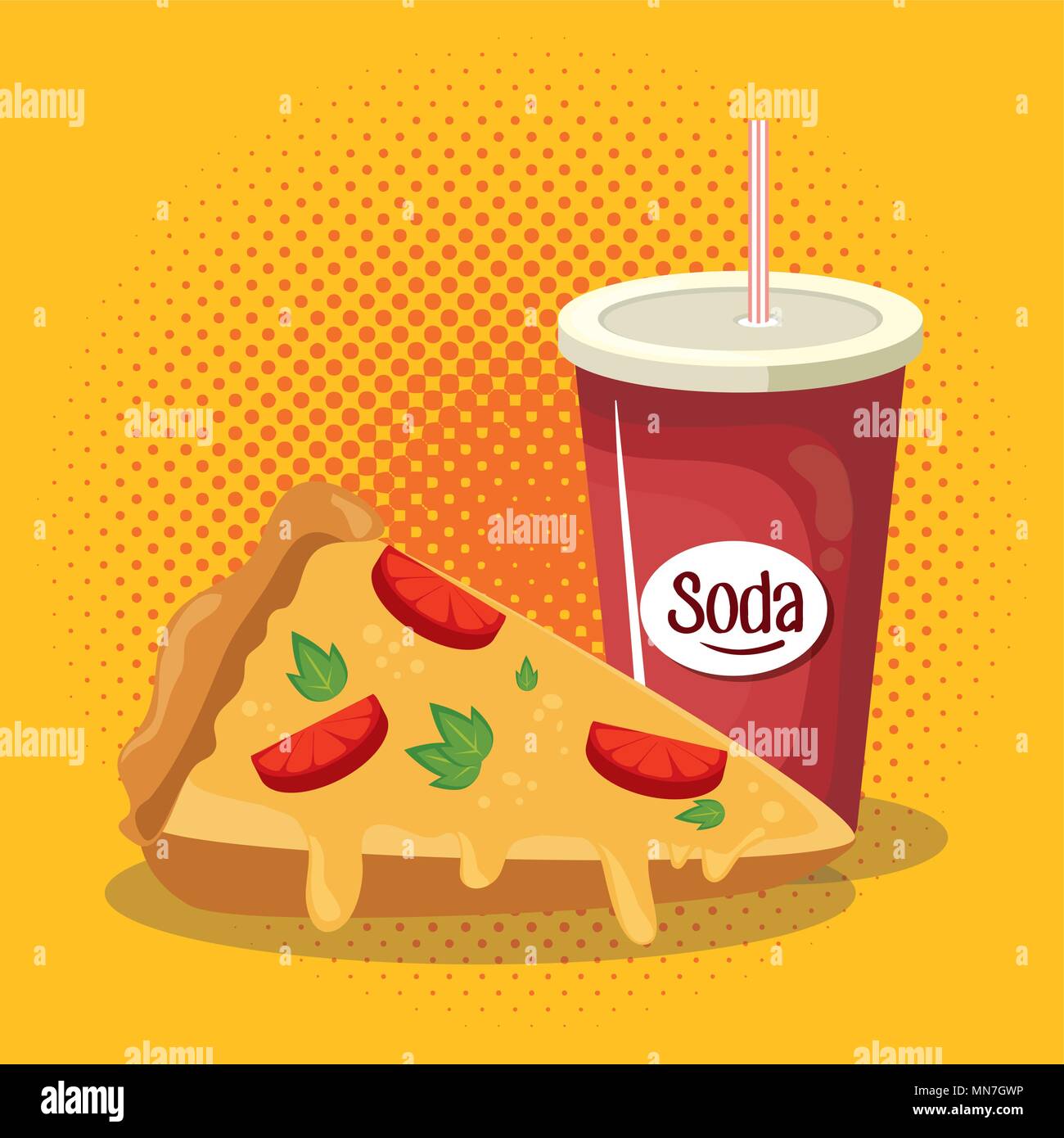 pizza and soda fast food Stock Vector Image & Art Alamy