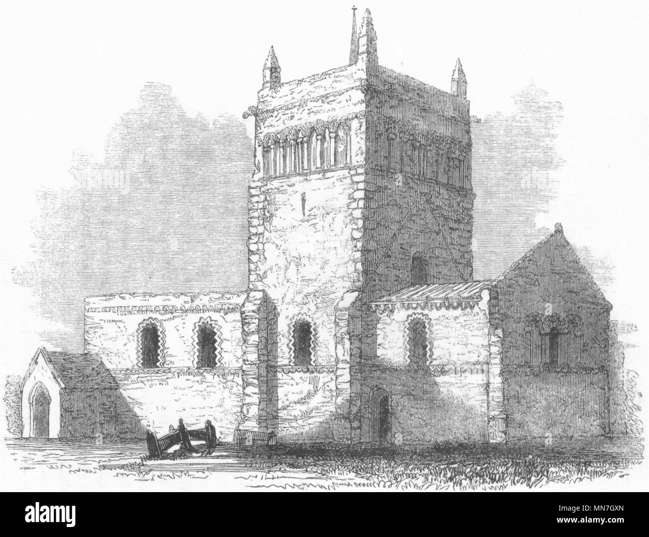 BUCKS. Stewkley Church  1845 old antique vintage print picture Stock Photo