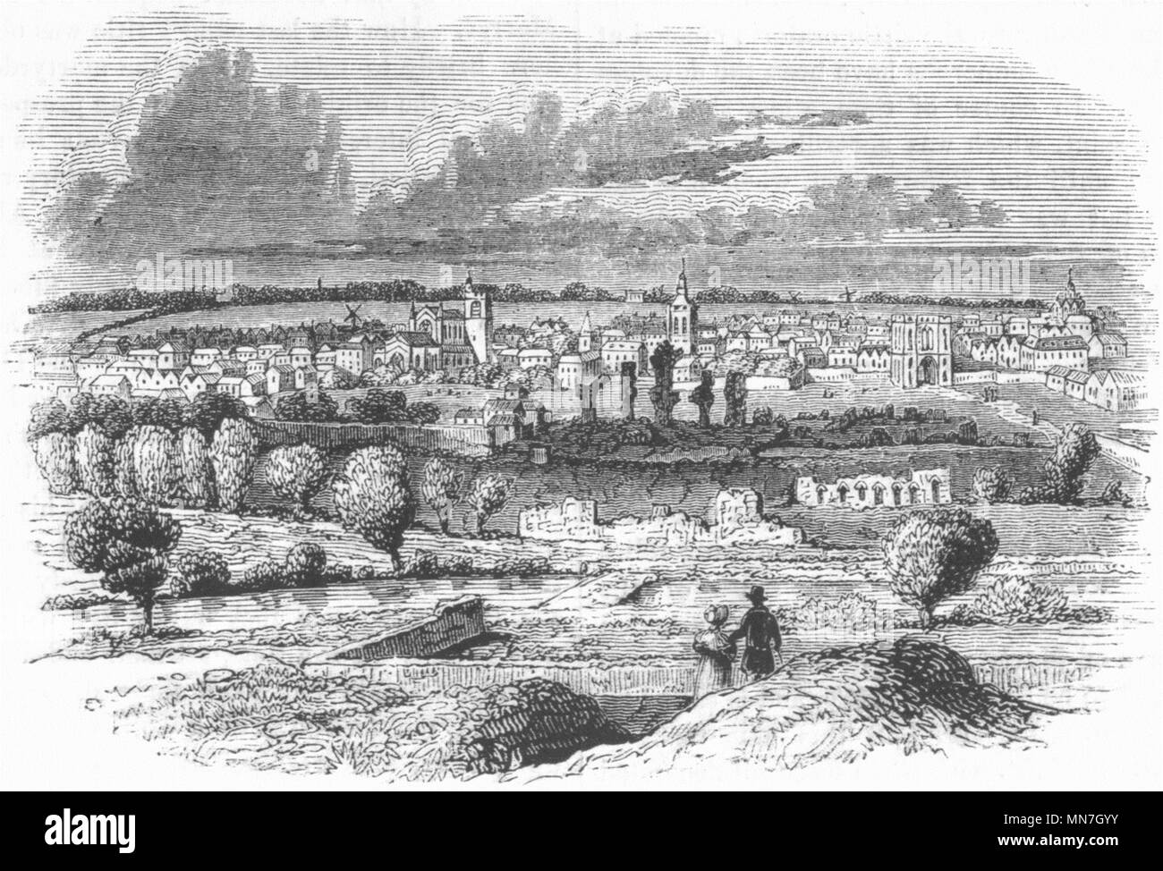SUFFOLK. Bury St Edmunds-1745 1845 old antique vintage print picture Stock Photo