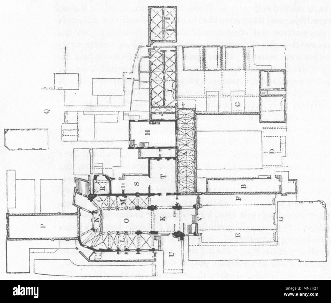 CHURCHES. Plan of Priory St Bartholomew 1845 old antique vintage print ...