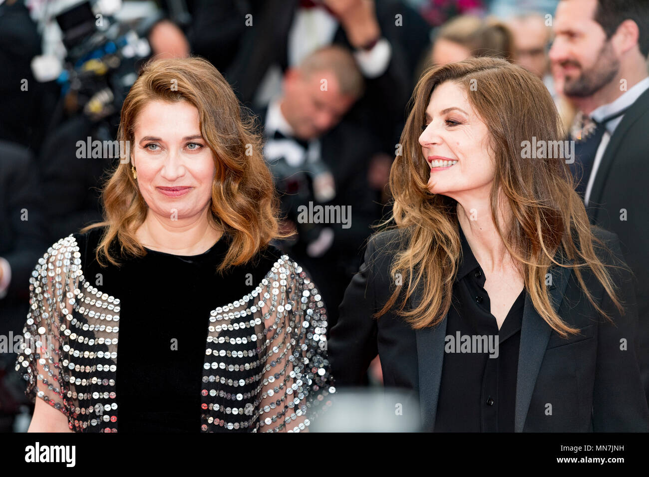 CANNES, FRANCE - MAY 14: Emmanuelle Devos and Chiara Mastroianni attends the screening of 'Blackkklansman' during the 71st annual Cannes Film Festival at Palais des Festivals on May 14, 2018 in Cannes, France Credit: BTWImages/Alamy Live News Stock Photo