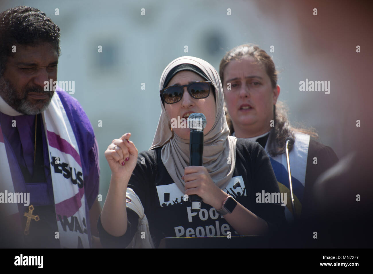 Washington, District of Columbia, USA. 14th May, 2018. Women's March leader Linda Sarsour speaks at a rally for the Poor People's Campaign at the U.S. Capitol. Several dozen people were arrested and later released. Credit: Erin Scott/ZUMA Wire/Alamy Live News Stock Photo