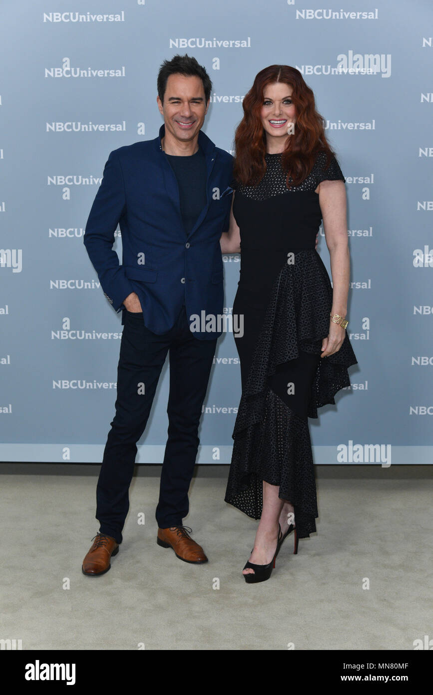 Eric McCormack and Debra Messing attend the Unequaled NBCUniversal Upfront campaign at Radio City Music Hall on May 14, 2018 in New York. Stock Photo