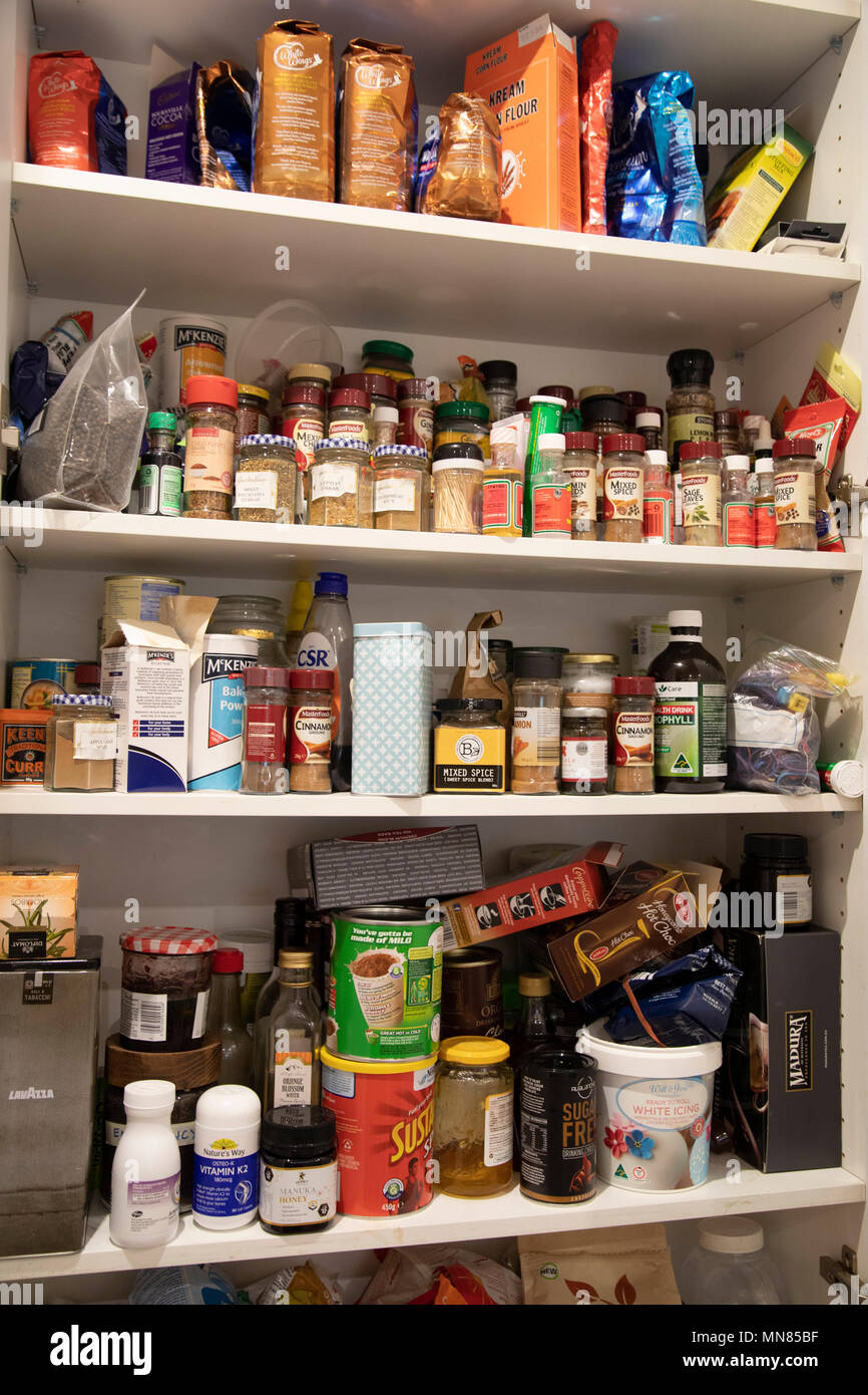 Pantry Cupboard With Kitchen Products And Cooking Ingredients
