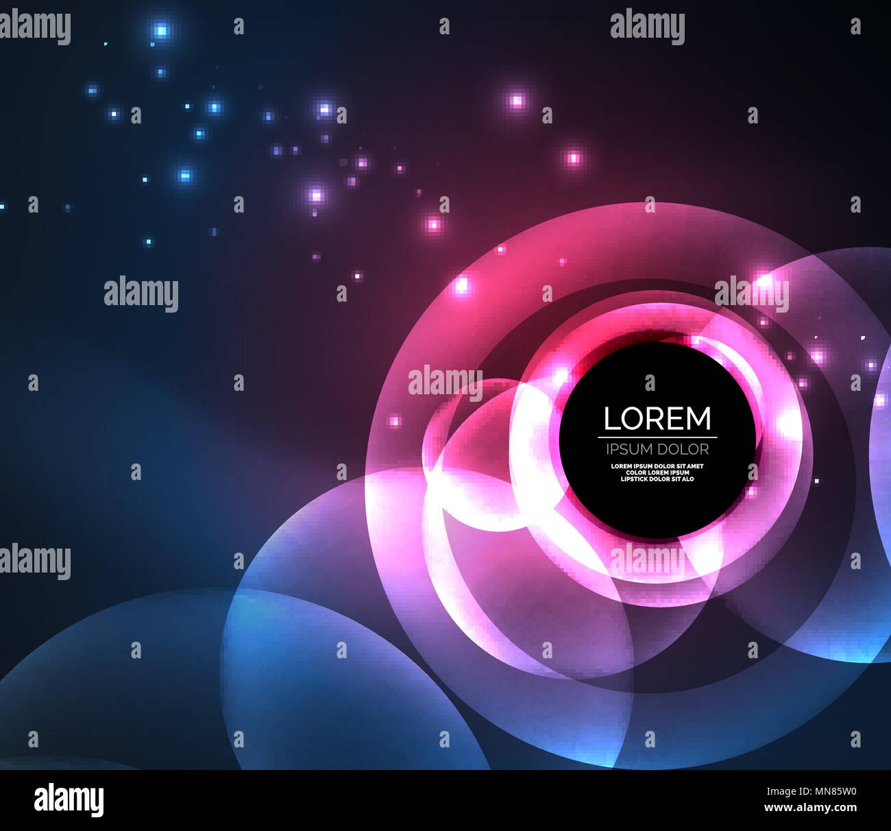 Glowing shiny overlapping circles composition on dark background ...