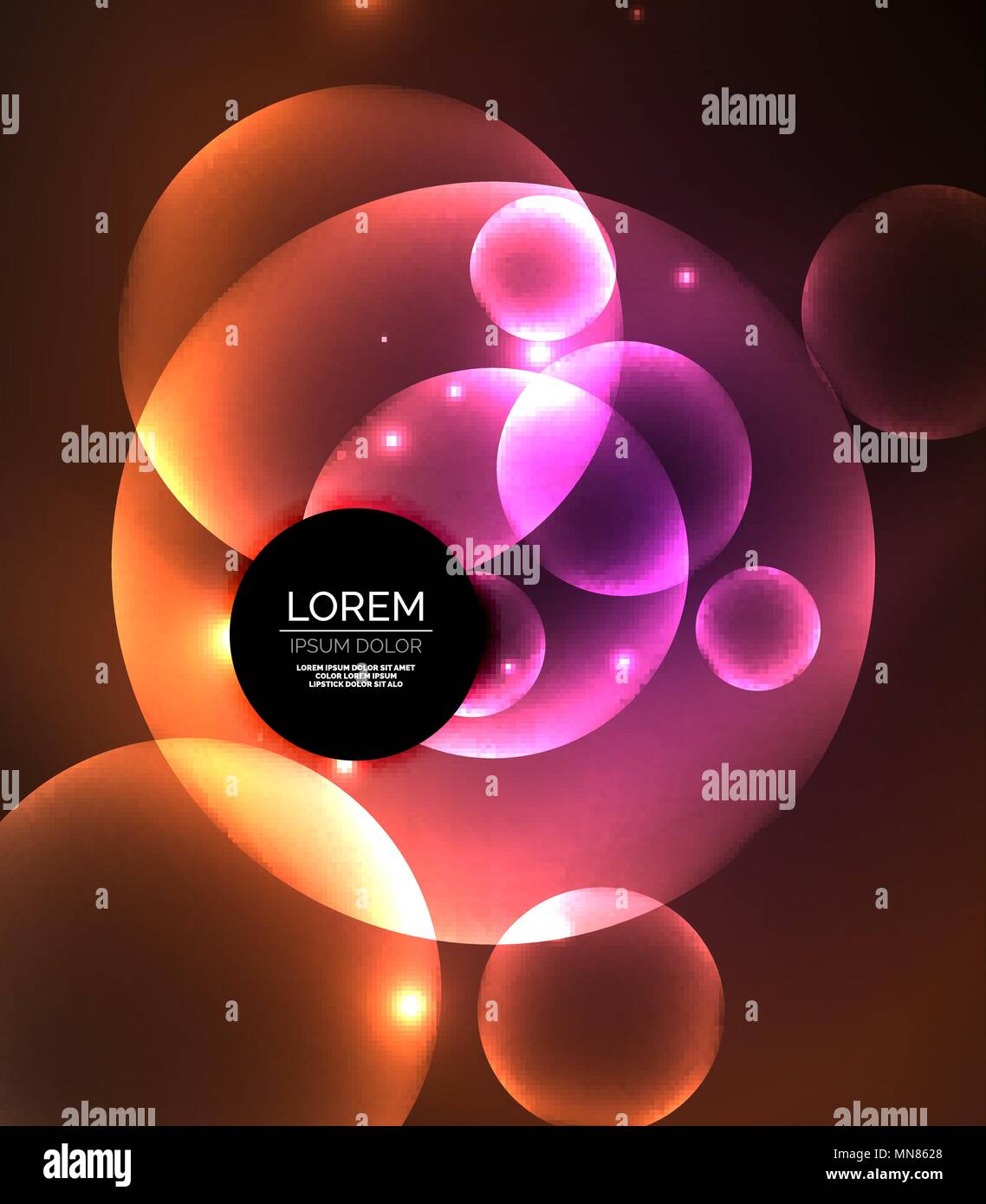 Glowing shiny overlapping circles composition on dark background ...