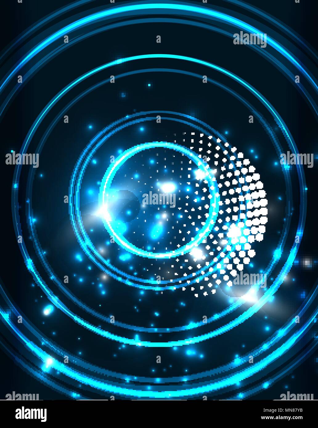 Neon circles abstract background. Neon blue circles vector abstract pattern background Stock Vector