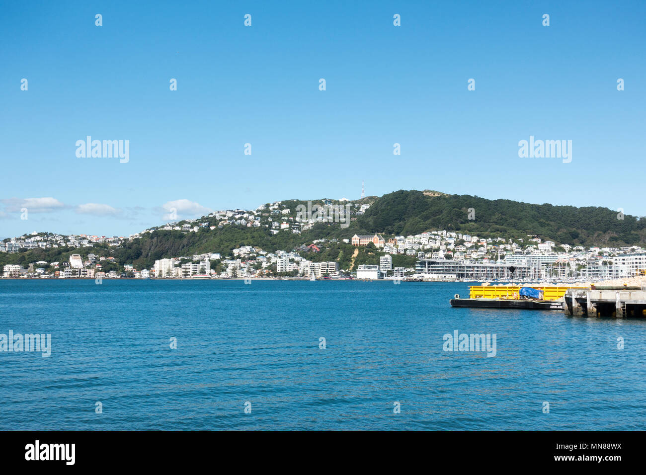 Wellington Harbour on a bright sunny autumn day in Wellington, New Zealand Stock Photo