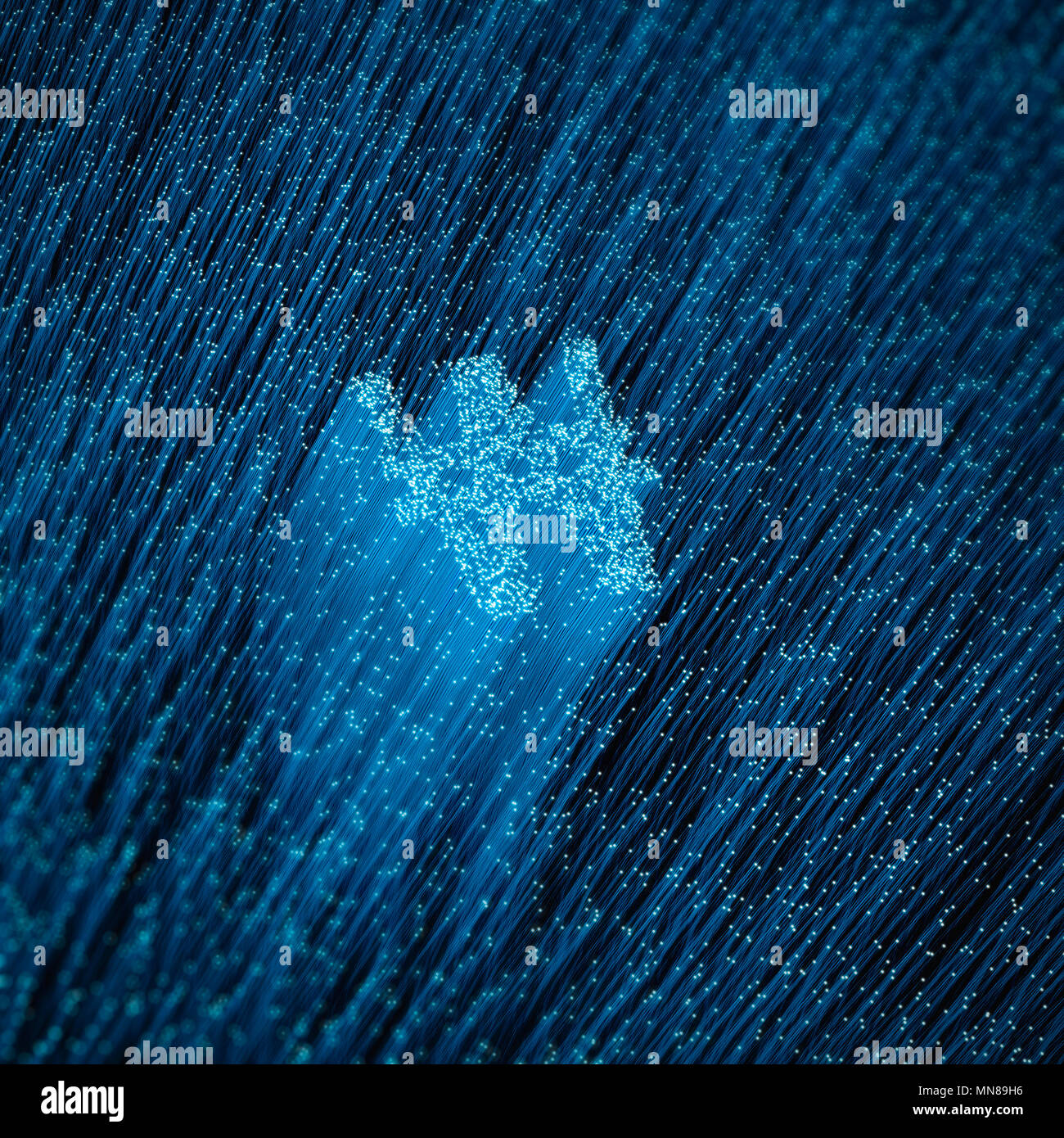 Fiberoptic won concept / 3D illustration of glowing optical fibres