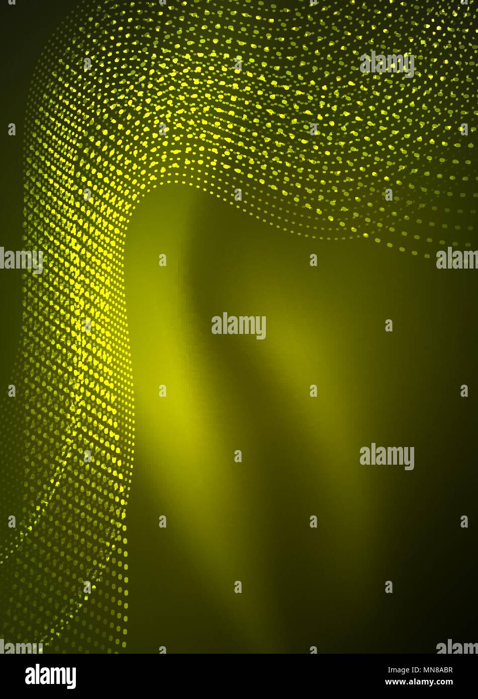 Glowing wave created with particles on dark color background. Glowing ...