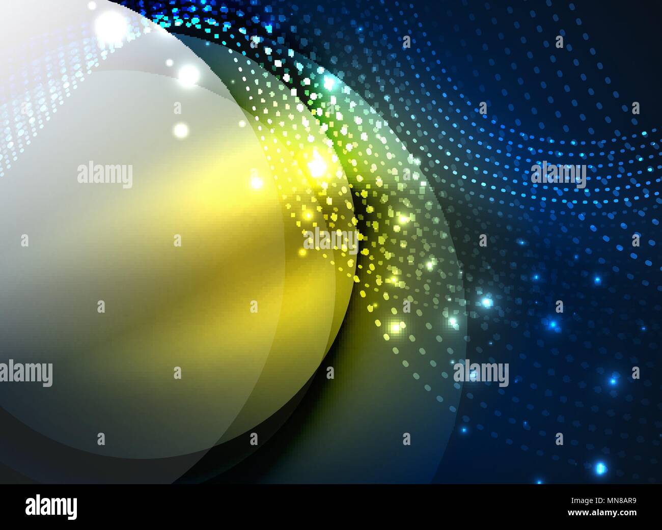 Glowing wave created with particles on dark color background. Glowing ...