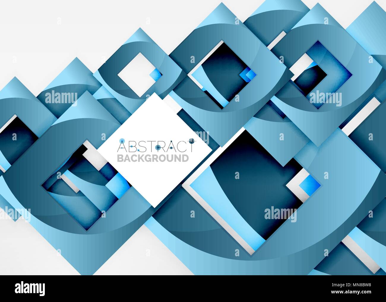 Squares geometric object in light 3d space, abstract background ...