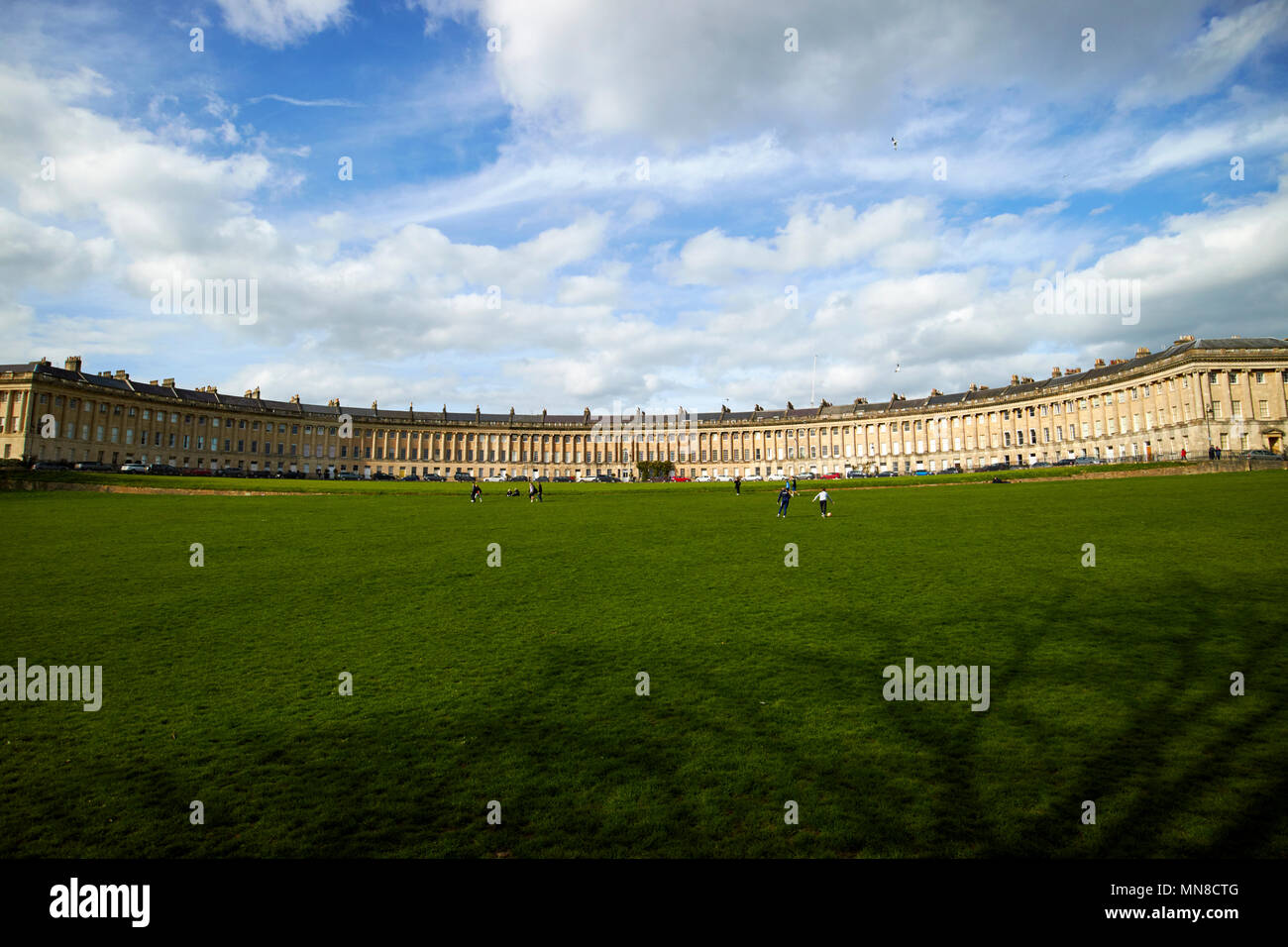 view of all of Royal Crescent residential road georgian houses Bath England UK Stock Photo