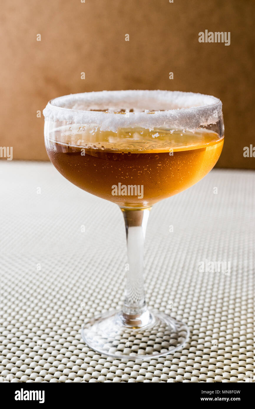 Sidecar Cocktail with a sugar rim. Beverage Concept. Stock Photo
