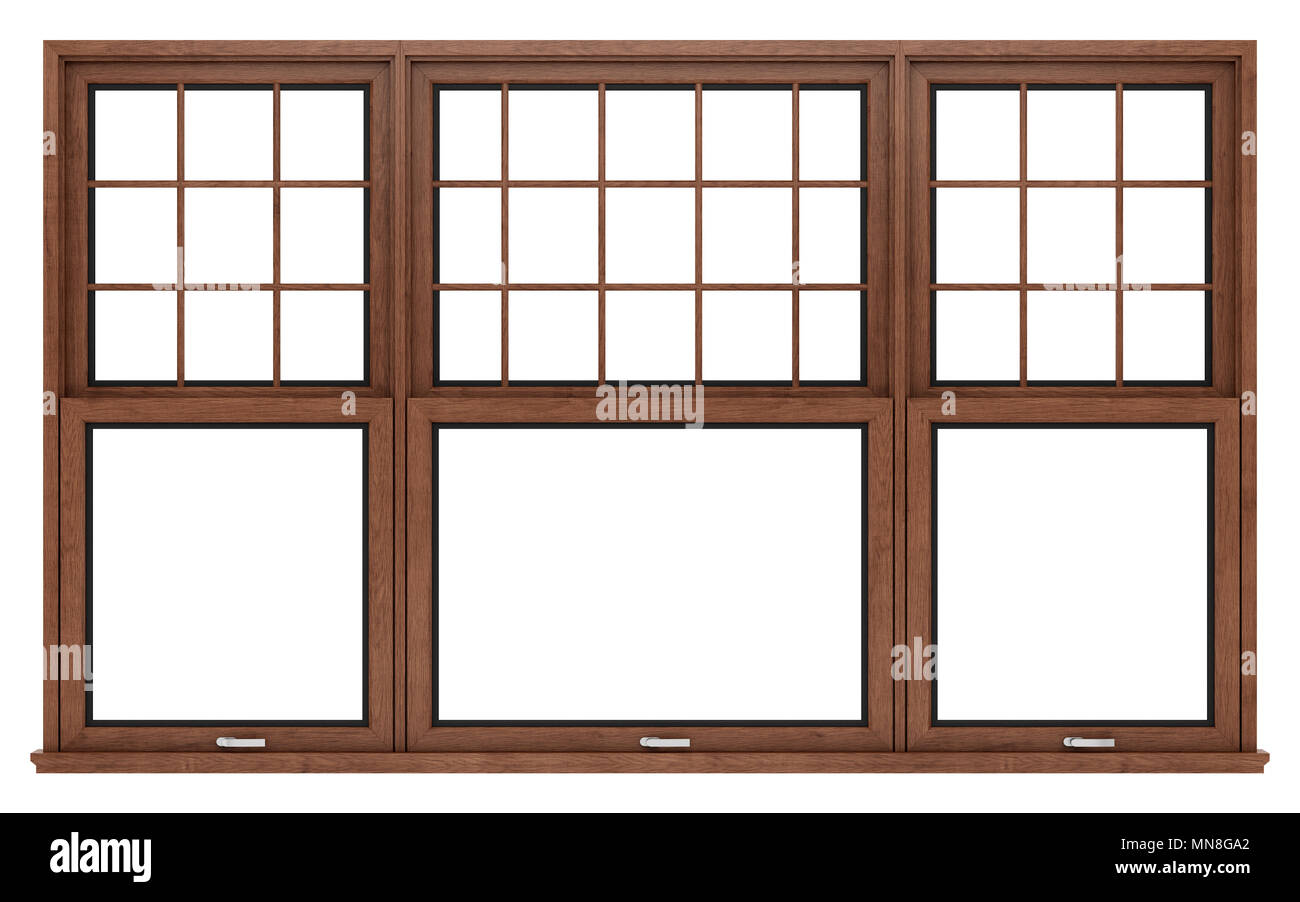 brown wooden window isolated on white background. 3d illustration Stock ...