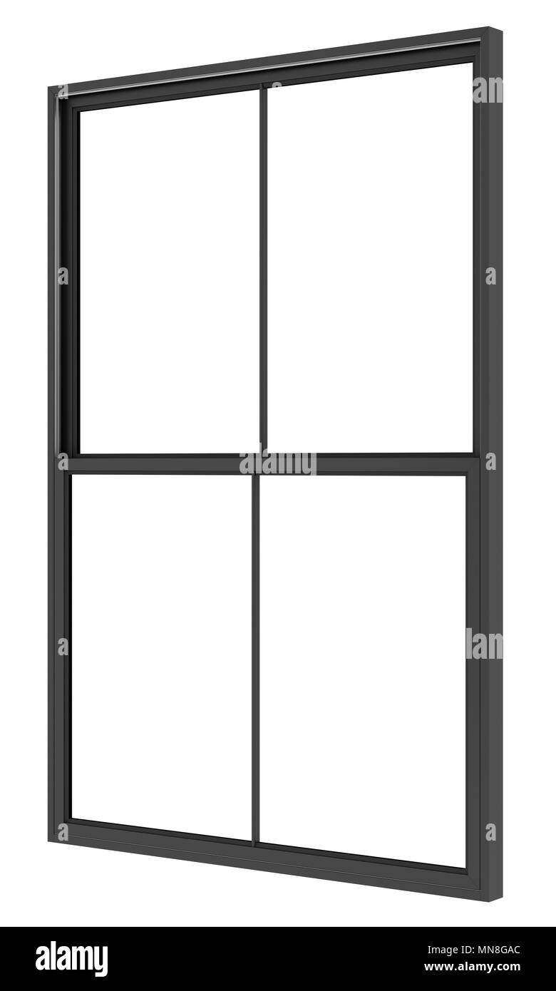 black metallic window isolated on white background. 3d illustration ...