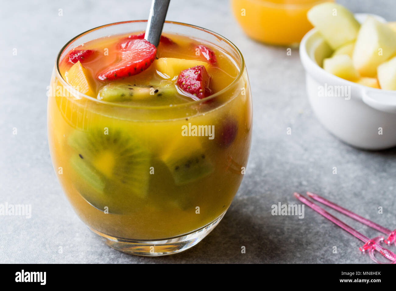 Tropical Cocktail Sangria with White Wine, Pineapple Juice
