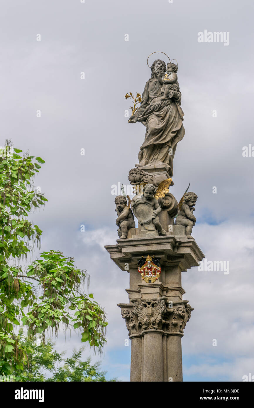 Statue of Joseph and Jesus in Prague Stock Photo