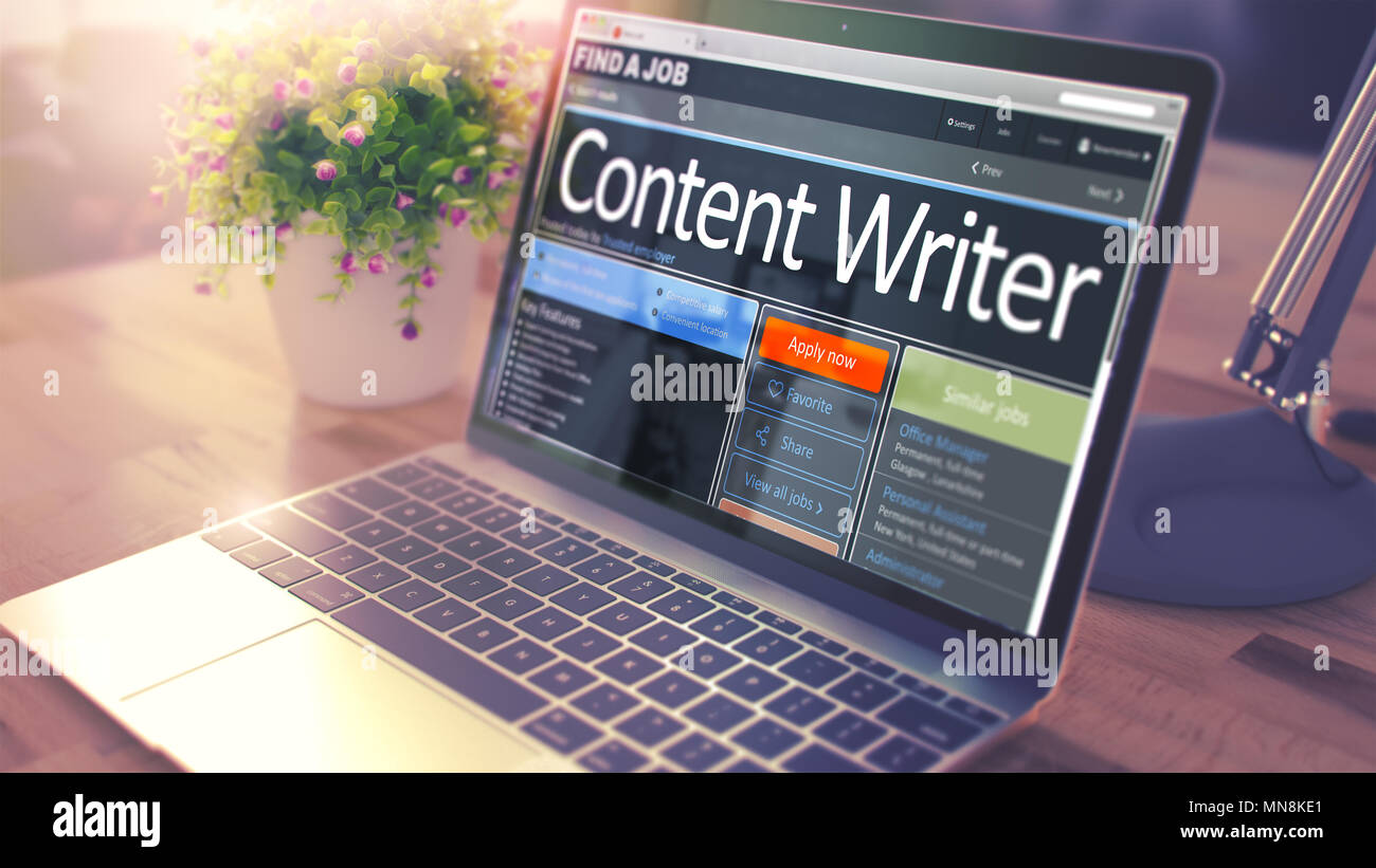 Job Opening Content Writer. 3D. Stock Photo