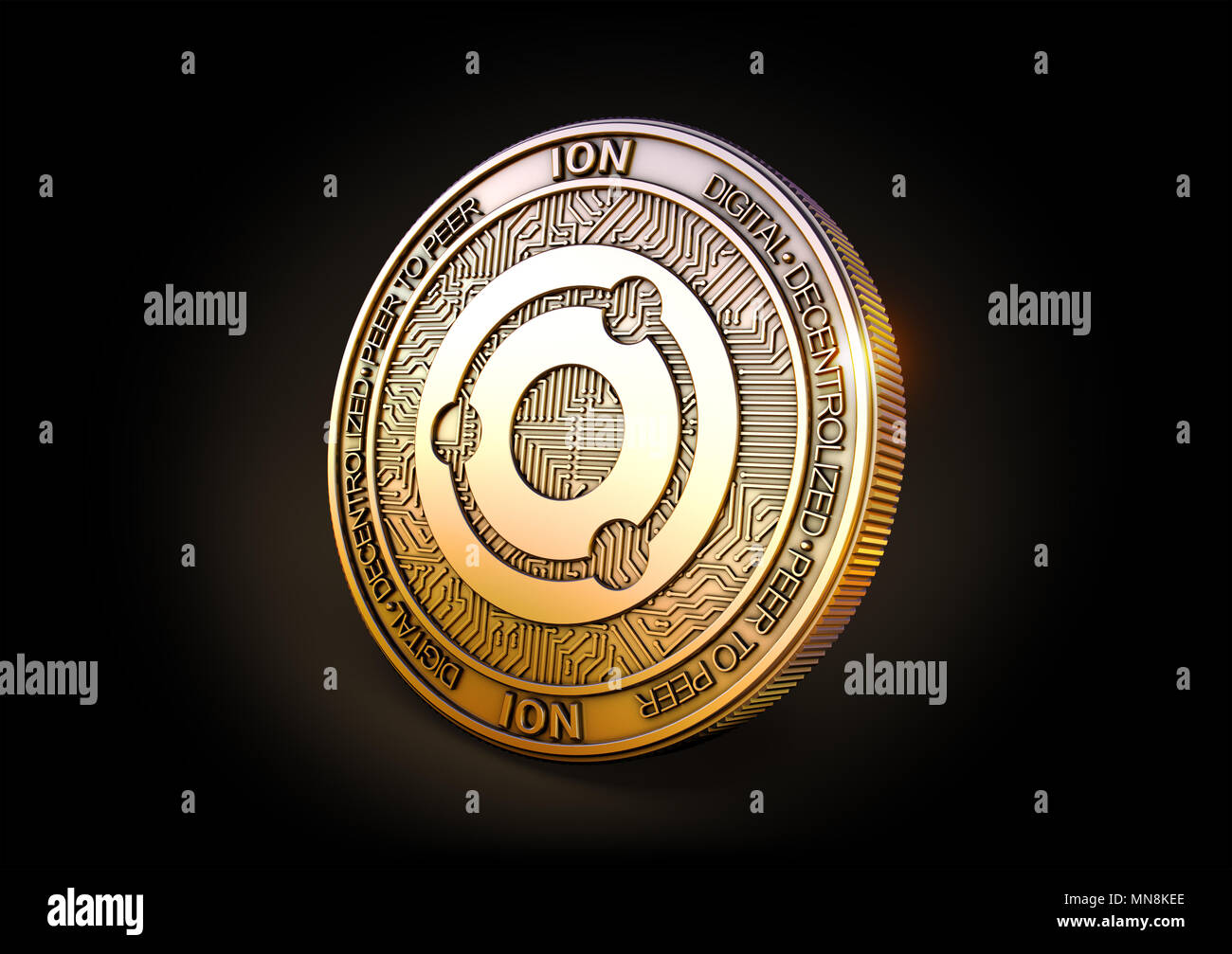 Ion - Cryptocurrency Coin. 3D rendering Stock Photo