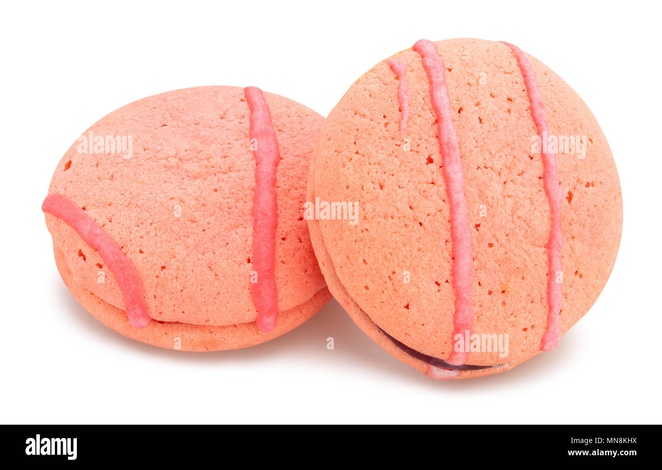 pink macarons cookies path isolated Stock Photo