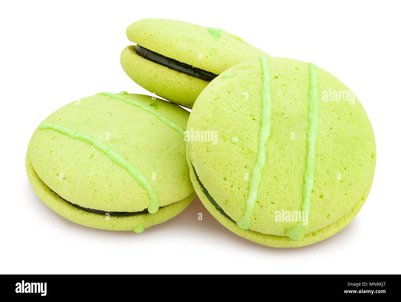 green macarons cookies path isolated Stock Photo
