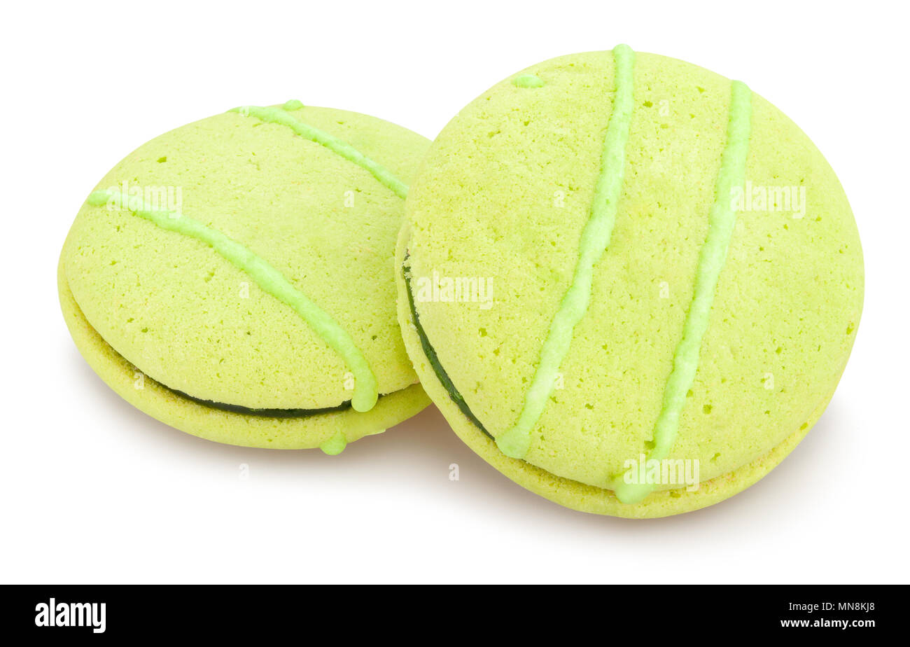 green macarons cookies path isolated Stock Photo