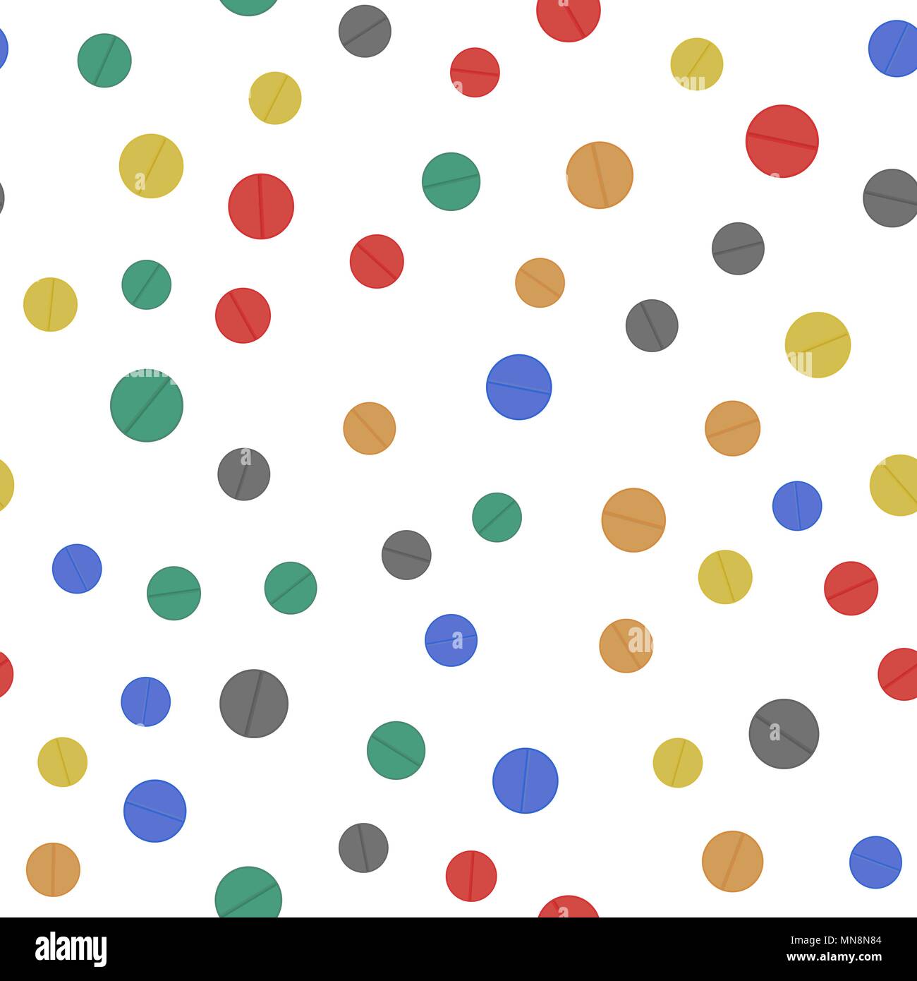 Different Colorful Pills . Seamless Medical Pattern Stock Vector