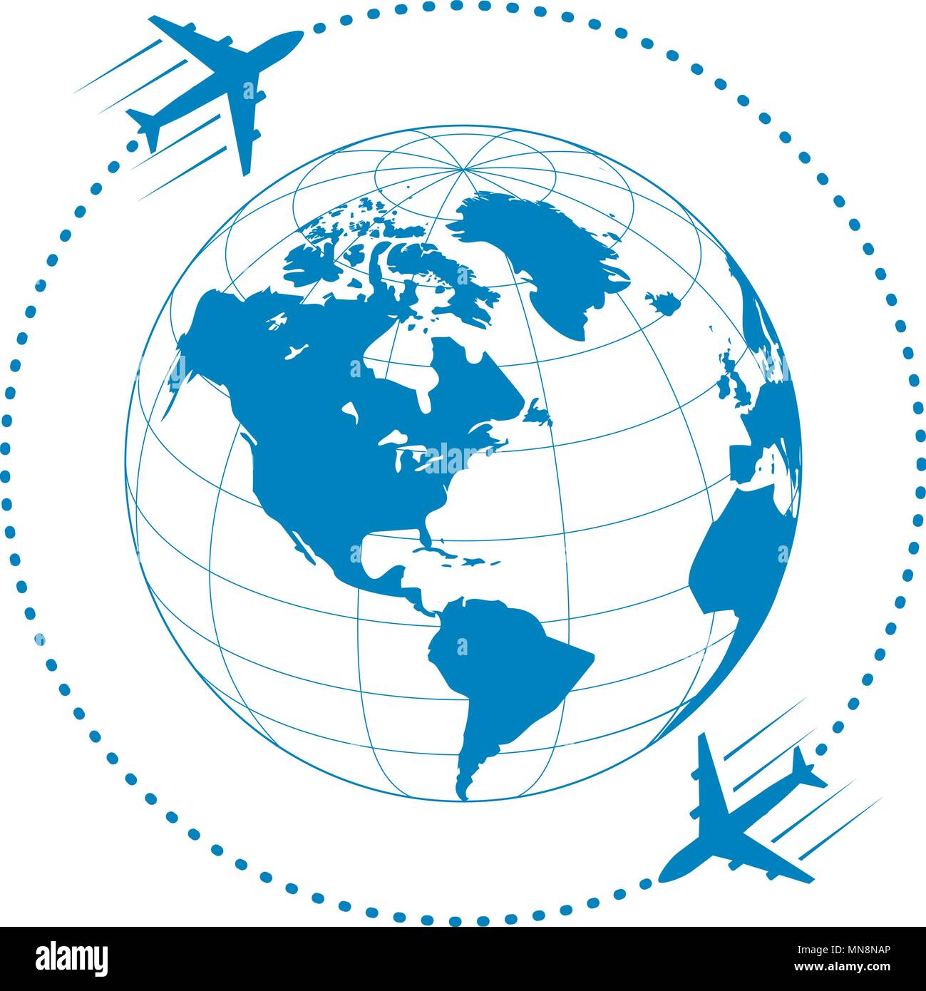 Globe and flight route lines hi-res stock photography and images - Alamy
