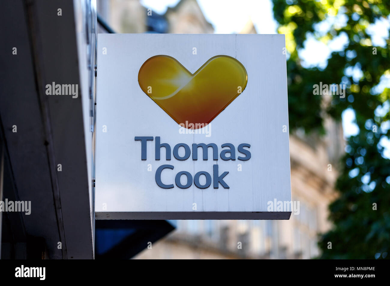 A branch of travel agent Thomas Cook in the United Kingdom / Thomas Cook logo, Thomas Cook sign, Thomas Cook high street. Stock Photo