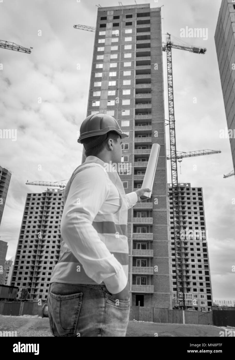 Construction project site layout Black and White Stock Photos & Images
