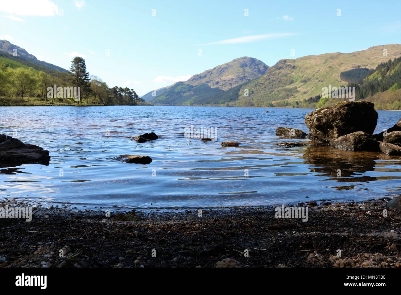 Beautiful Loch Eck, Scotland, UK on a clear sunny day showing water and ...