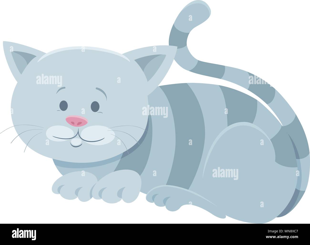 Cartoon Illustration of Funny Gray Tabby Cat or Kitten Animal Character
