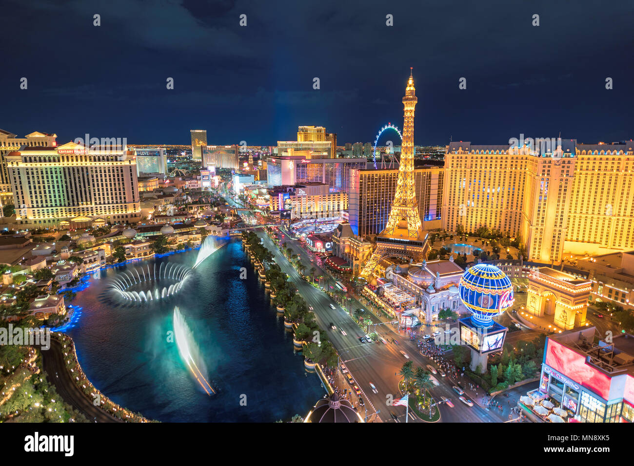 Las Vegas strip at night Stock Photo