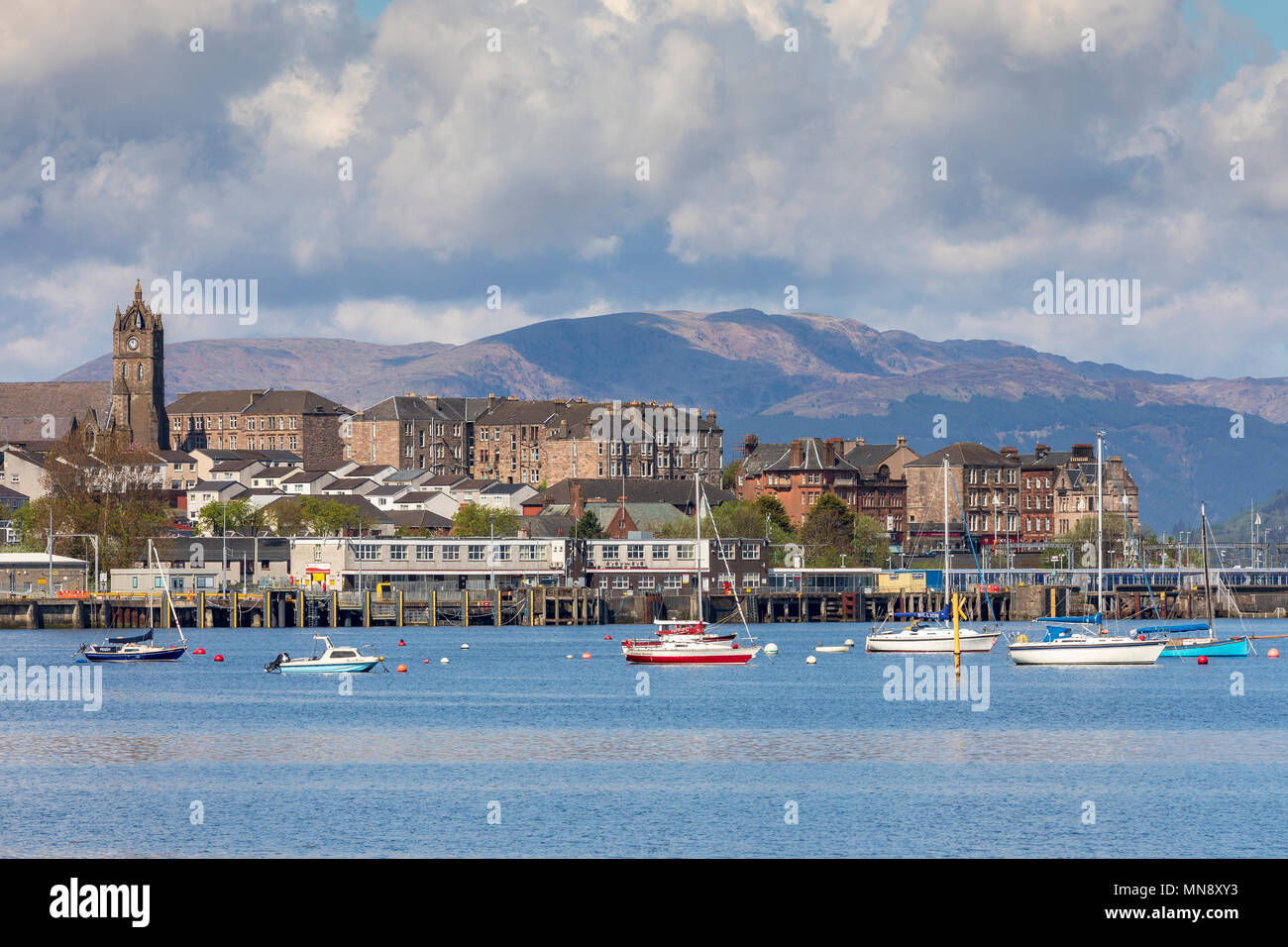 Gourock harbour, Firth of Clyde, near Glasgow, Renfrewshire, Scotland, UK Stock Photo