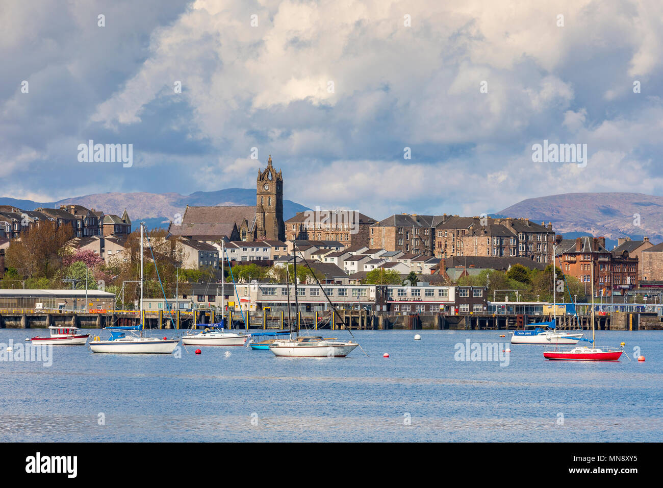 Gourock harbour, Firth of Clyde, near Glasgow, Renfrewshire, Scotland, UK Stock Photo