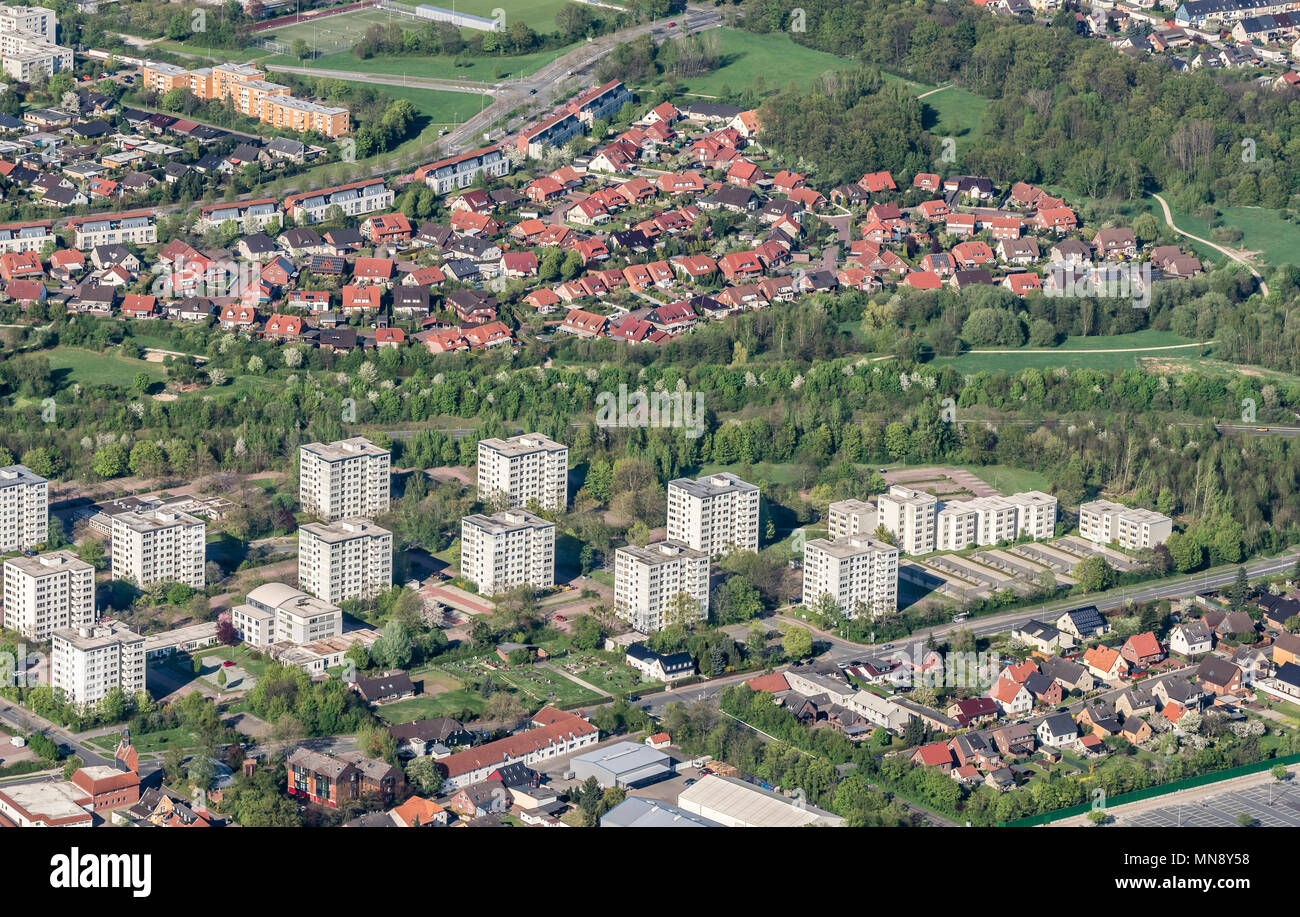 Housing area north of  VW factory, Wolfsburg, Lower-Saxony, Germany Stock Photo