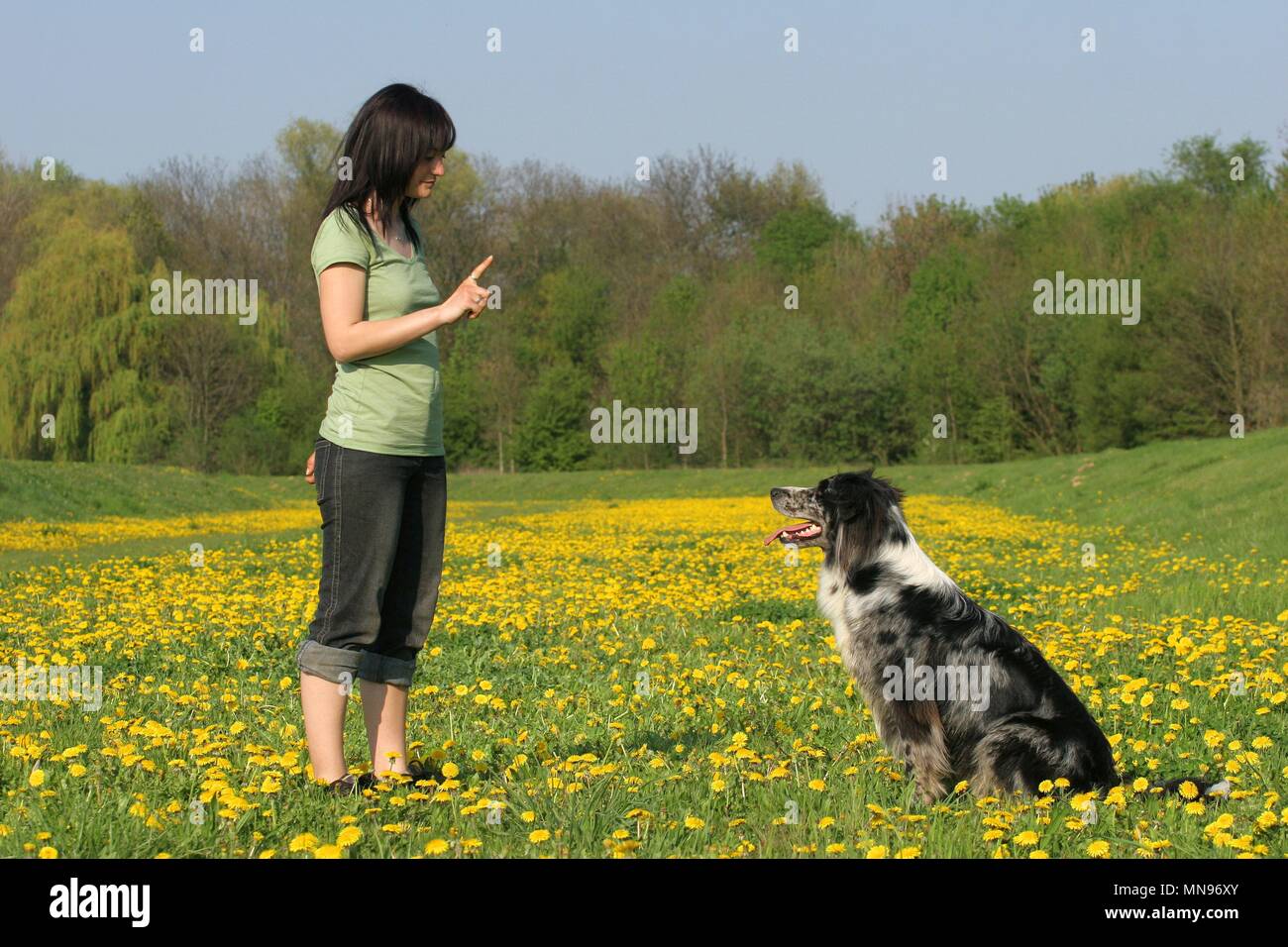 woman and Tiger Stock Photo