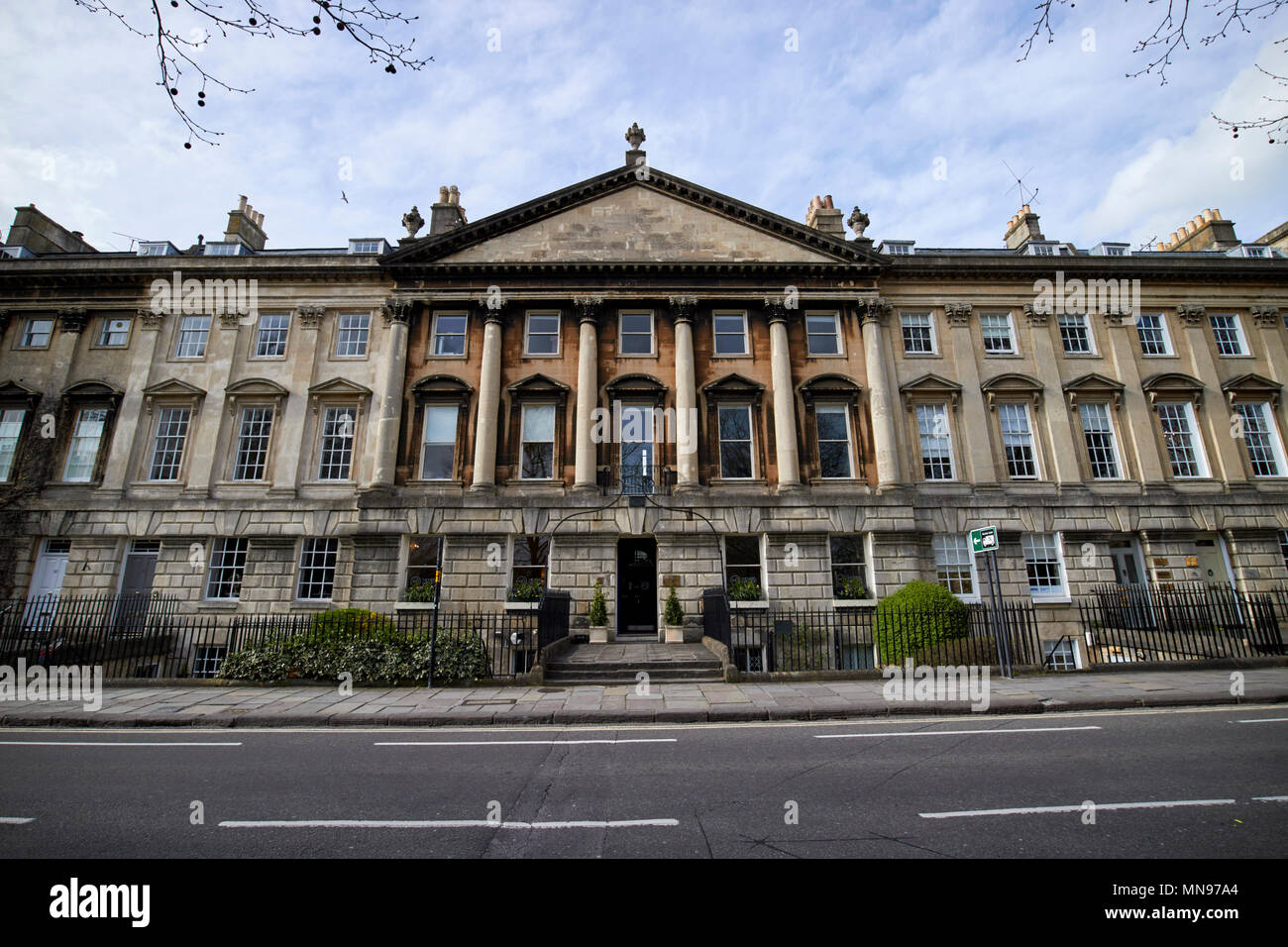 houses on the north side of queens square Bath England UK